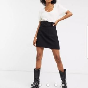 & Other Stories Black High Waist Belted Mini Skirt sz. 10